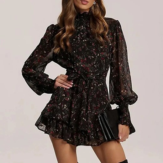 Sukienka mini zwiewna - Czarny M ze sklepu Intimica.pl w kategorii Sukienki - zdjęcie 186424599