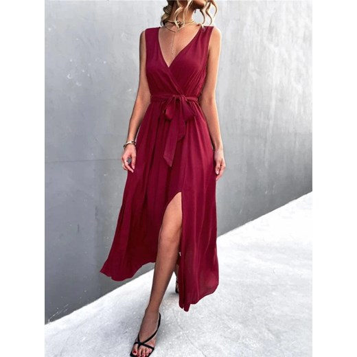 Sukienka z wiązaniem w pasie - Czerwony S ze sklepu Intimica.pl w kategorii Sukienki - zdjęcie 186424789