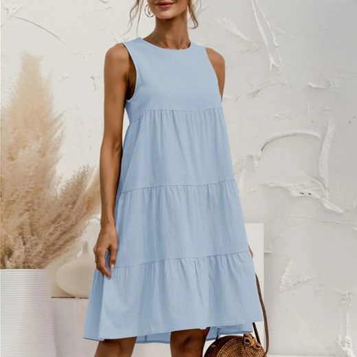 Trapezowa sukienka - Niebieski S ze sklepu Intimica.pl w kategorii Sukienki - zdjęcie 186425185