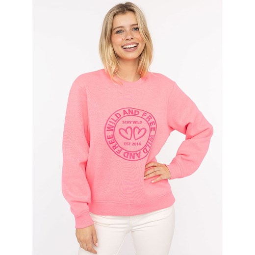 Zwillingsherz Bluza &quot;Wild and Free&quot; w kolorze jasnoróżowym ze sklepu Limango Polska w kategorii Bluzy damskie - zdjęcie 186428547