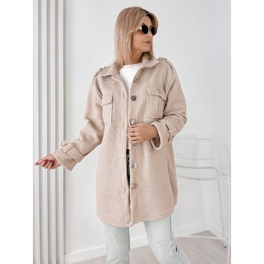płaszcz boucle elinna beżowy one size ze sklepu UBRA w kategorii Płaszcze damskie - zdjęcie 186428678