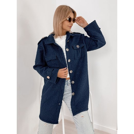 płaszcz boucle elinna granatowy one size ze sklepu UBRA w kategorii Płaszcze damskie - zdjęcie 186428689