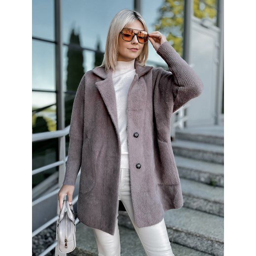 płaszcz alpaka oreo ciemny fiolet one size ze sklepu UBRA w kategorii Płaszcze damskie - zdjęcie 186428926