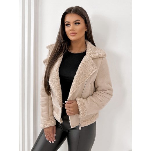 kurtka kożuszek crocker beżowa m/38 ze sklepu UBRA w kategorii Kurtki damskie - zdjęcie 186429079