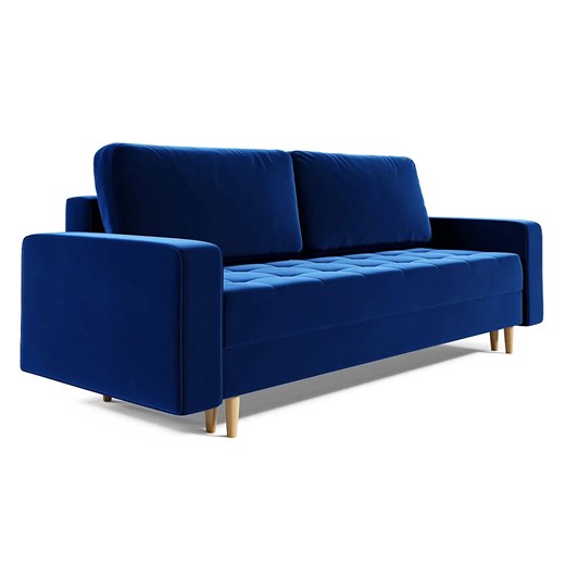 Granatowa welurowa sofa z funkcją spania E4-Z93 ze sklepu Edinos.pl w kategorii Sofy i kanapy - zdjęcie 186429309