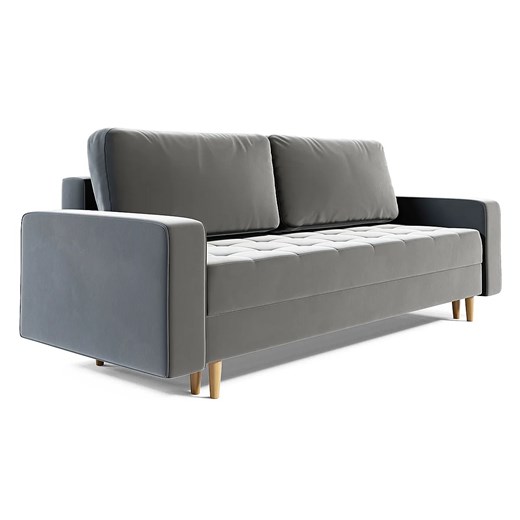 Szara welurowa sofa rozkładana z pojemnikiem A3-B09 ze sklepu Edinos.pl w kategorii Sofy i kanapy - zdjęcie 186429339