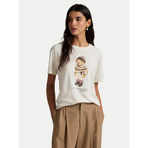 Polo Ralph Lauren T-Shirt 211A87162001 Écru Regular Fit ze sklepu MODIVO w kategorii Bluzki damskie - zdjęcie 186429535