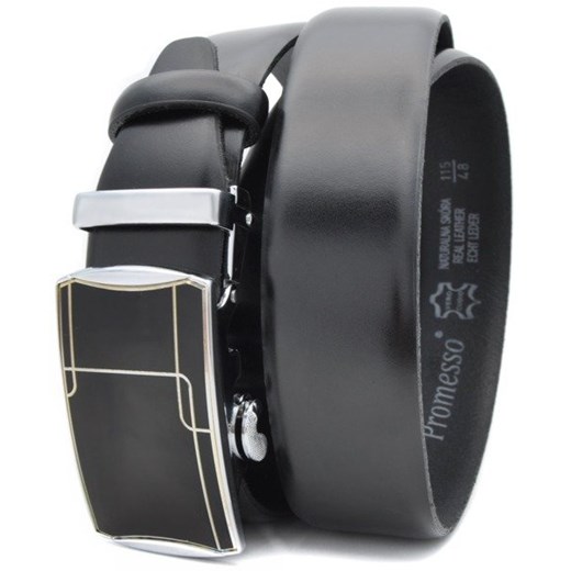 Polski pasek męski z automatycznie zapinana klamrą - CZARNY PC119 ze sklepu PROMESSO w kategorii Paski męskie - zdjęcie 186429677