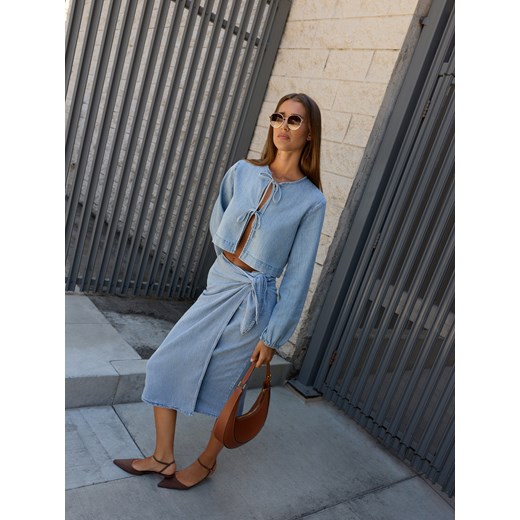 Reserved - Jeansowa spódnica midi - niebieski ze sklepu Reserved w kategorii Spódnice - zdjęcie 186429925