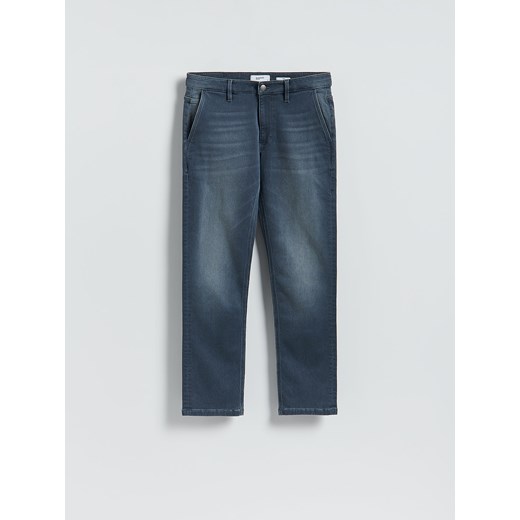Reserved - Jeansy slim fit z efektem sprania - granatowy Reserved 36 Reserved
