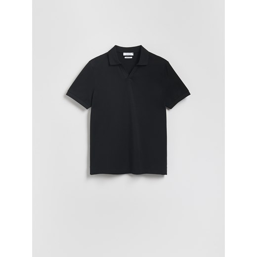 Reserved - Polo z merceryzowaną bawełną - czarny ze sklepu Reserved w kategorii T-shirty męskie - zdjęcie 186430135