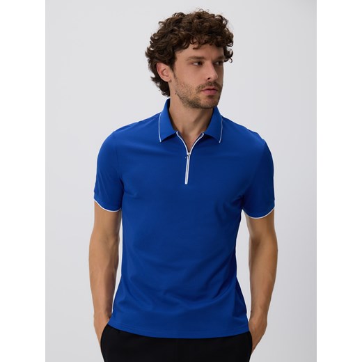 Reserved - Koszulka polo z merceryzowaną bawełną - niebieski ze sklepu Reserved w kategorii T-shirty męskie - zdjęcie 186430156