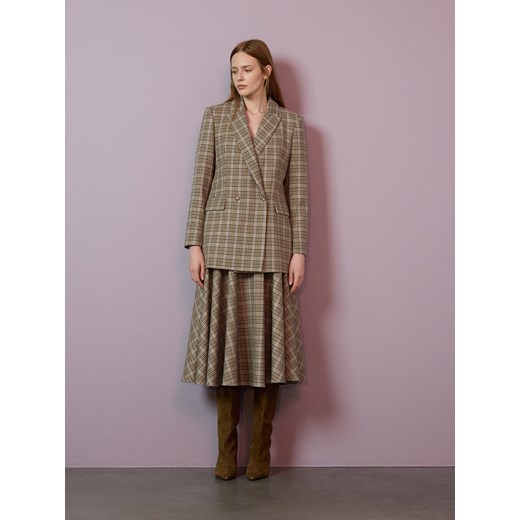 Reserved - Spódnica midi z wełną - wielobarwny ze sklepu Reserved w kategorii Spódnice - zdjęcie 186430225