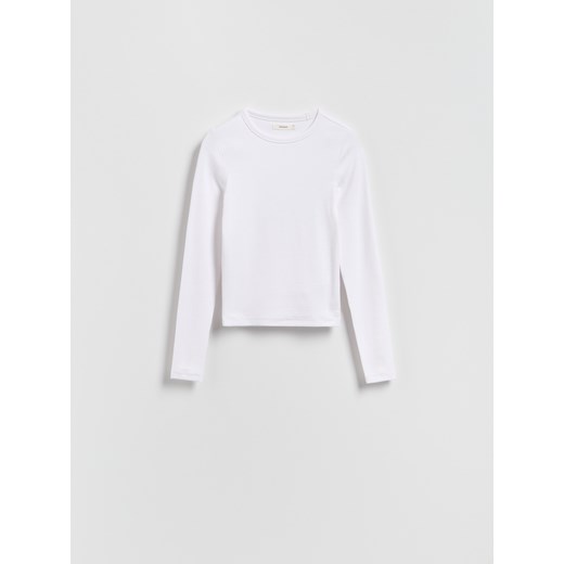 Reserved - Longsleeve z modalem - biały ze sklepu Reserved w kategorii Bluzki damskie - zdjęcie 186430265