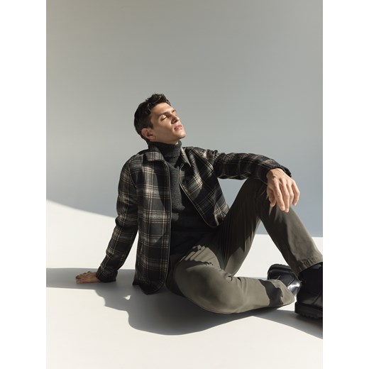 Reserved - Koszula comfort fit z dodatkiem wełny - brązowy ze sklepu Reserved w kategorii Koszule męskie - zdjęcie 186430309