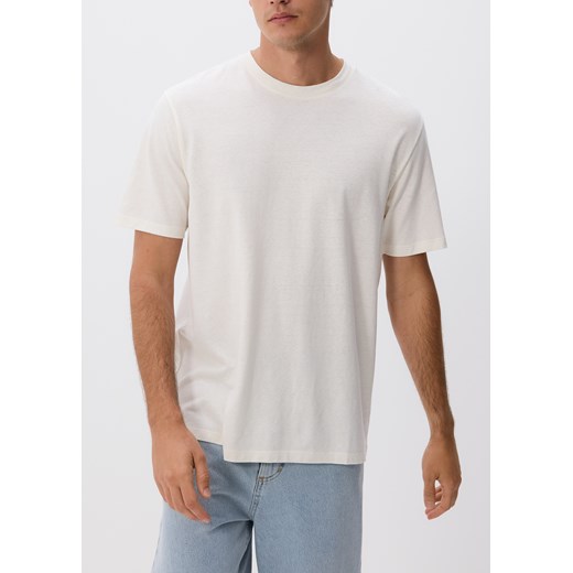 Reserved - T-shirt comfort z dodatkiem lnu - złamana biel ze sklepu Reserved w kategorii T-shirty męskie - zdjęcie 186430327
