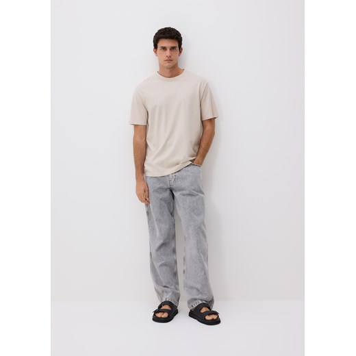 Reserved - T-shirt comfort z dodatkiem lnu - beżowy ze sklepu Reserved w kategorii T-shirty męskie - zdjęcie 186430338