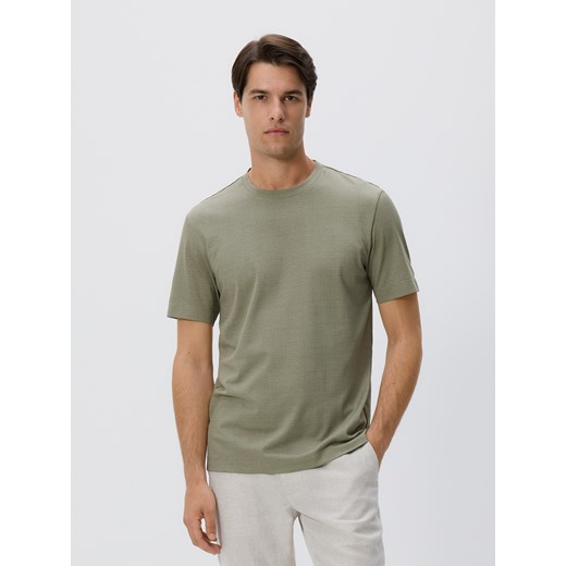 Reserved - T-shirt regular z merceryzowaną bawełną - jasnozielony Reserved M okazja Reserved