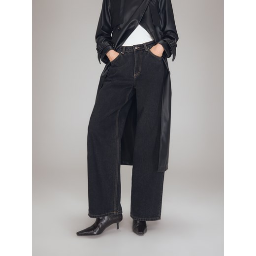 Reserved - Jeansy wide leg z wysokim stanem - szary ze sklepu Reserved w kategorii Jeansy damskie - zdjęcie 186430745
