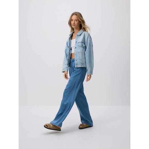 Reserved - Jeansy wide leg z lyocellu - niebieski ze sklepu Reserved w kategorii Jeansy damskie - zdjęcie 186430785