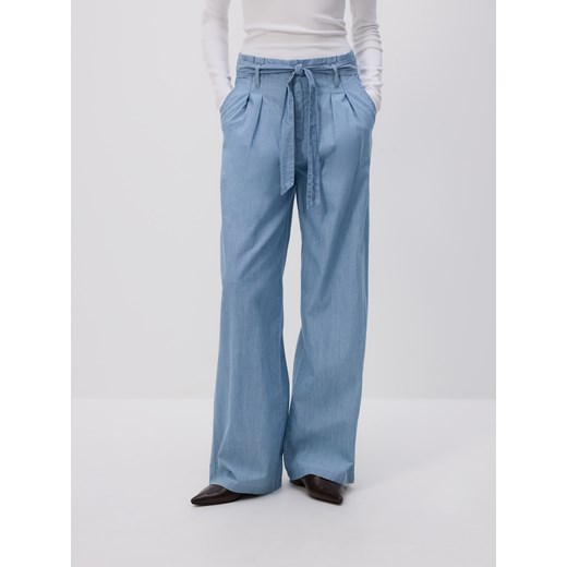 Reserved - Jeansy wide leg z wiązaniem - niebieski ze sklepu Reserved w kategorii Jeansy damskie - zdjęcie 186430799