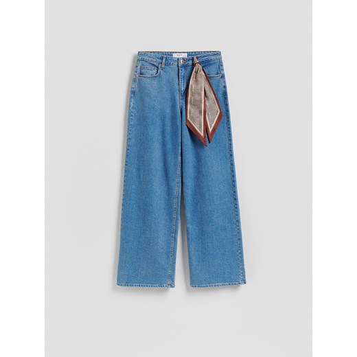 Reserved - Jeansy wide leg z bandaną - niebieski ze sklepu Reserved w kategorii Jeansy damskie - zdjęcie 186430905