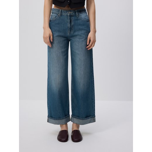 Reserved - Jeansy wide leg - granatowy ze sklepu Reserved w kategorii Jeansy damskie - zdjęcie 186430975