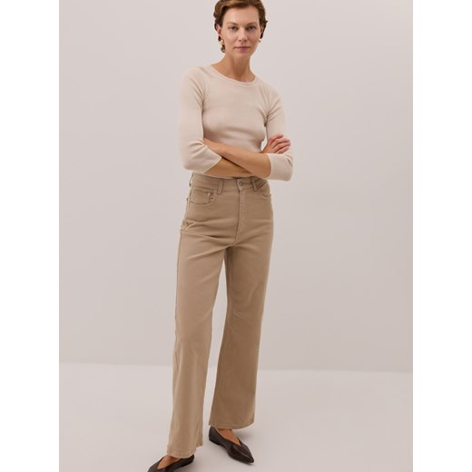 Reserved - Jeansy wide leg - beżowy ze sklepu Reserved w kategorii Jeansy damskie - zdjęcie 186431239