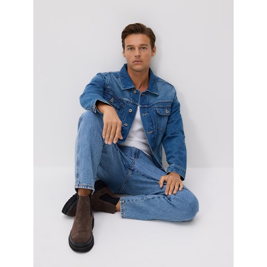 Reserved - Jeansowa kurtka z efektem sprania - granatowy ze sklepu Reserved w kategorii Kurtki męskie - zdjęcie 186431925