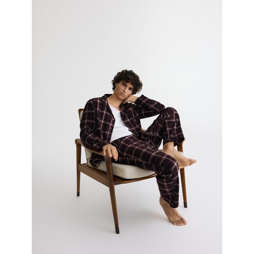 Reserved - Dwuczęściowa piżama w kratę - mahoniowy ze sklepu Reserved w kategorii Piżamy męskie - zdjęcie 186432055