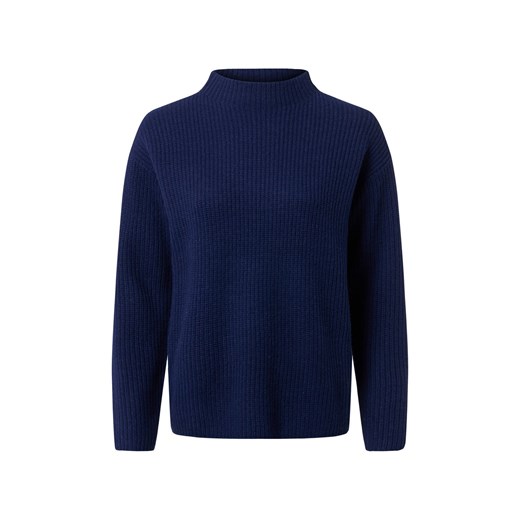 Marie Lund Sweter damski z dzianiny merino Kobiety Wełna merino granatowy jednolity ze sklepu vangraaf w kategorii Swetry damskie - zdjęcie 186432466
