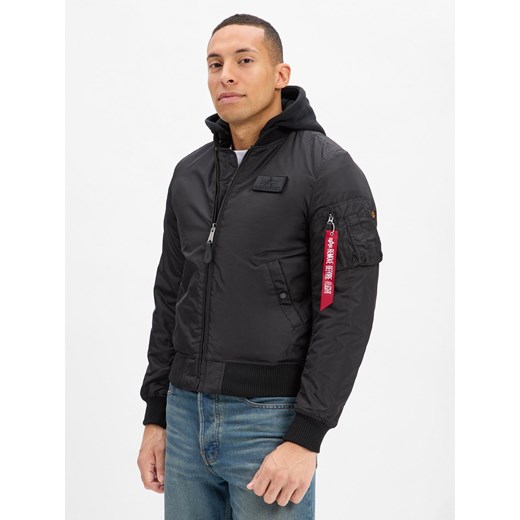 Alpha Industries Męska kurtka bomberka - MA-1 Two Tone Hood Mężczyźni Sztuczne włókno czarny jednolity ze sklepu vangraaf w kategorii Kurtki męskie - zdjęcie 186432506