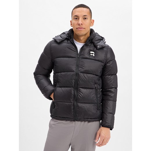 KARL LAGERFELD Pikowana kurtka męska Mężczyźni czarny jednolity Karl Lagerfeld 52 vangraaf