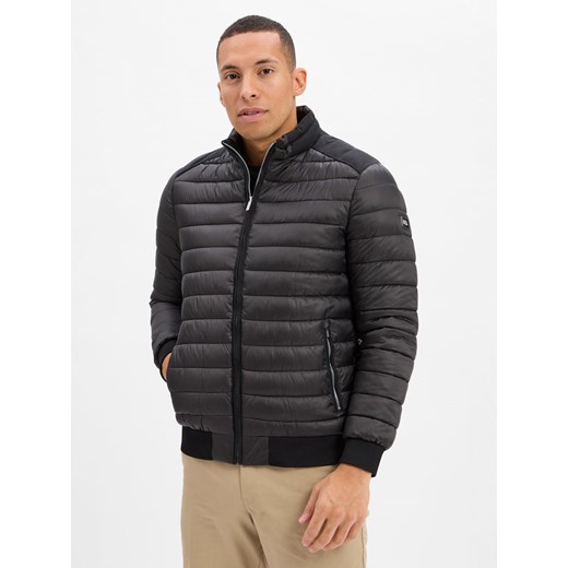 KARL LAGERFELD Pikowana kurtka męska Mężczyźni czarny jednolity ze sklepu vangraaf w kategorii Bluzy męskie - zdjęcie 186432537