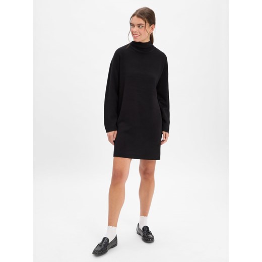 Marie Lund Damska sukienka z dzianiny Kobiety Sztuczne włókno czarny jednolity ze sklepu vangraaf w kategorii Sukienki - zdjęcie 186432559