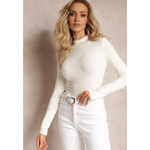 Biały Golf z Długim Rękawem Eruwen - id: HS2989-71-WHITE - marki Renee - 186433719 Biały Golf z Długim Rękawem Eruwen ze sklepu renee.pl w kategorii Swetry damskie - zdjęcie 186433719
