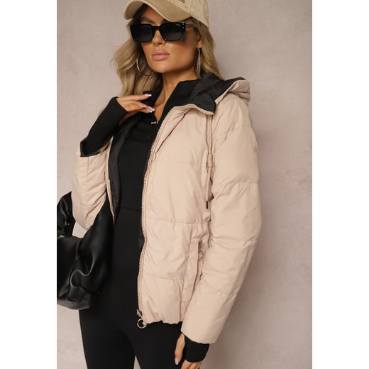 Jasnobeżowa Pikowana Kurtka Dwustronna Wykończona Sznurkami Atitoria ze sklepu renee.pl w kategorii Kurtki damskie - zdjęcie 186433729