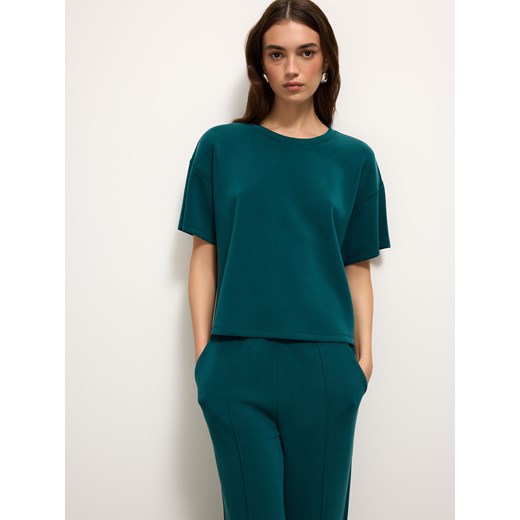 Mohito - T-shirt z dodatkiem modalu - zielony ze sklepu Mohito w kategorii Bluzki damskie - zdjęcie 186433855
