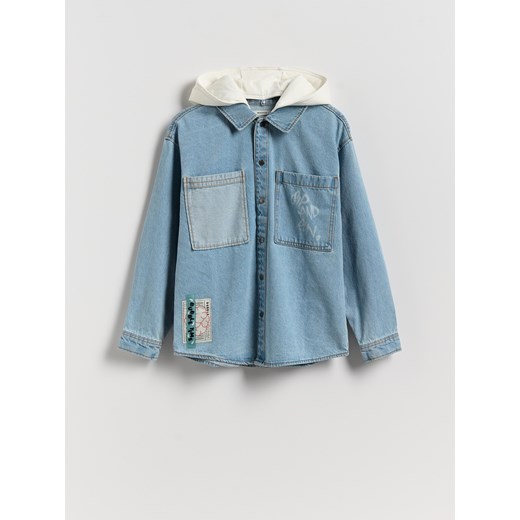 Reserved - Jeansowa koszula oversize - niebieski ze sklepu Reserved w kategorii Spodnie chłopięce - zdjęcie 186434028