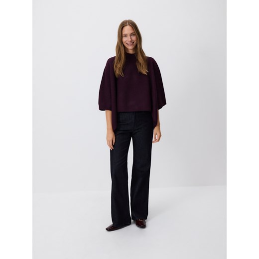 Reserved - Sweter ponczo - ciemnofioletowy Reserved M Reserved