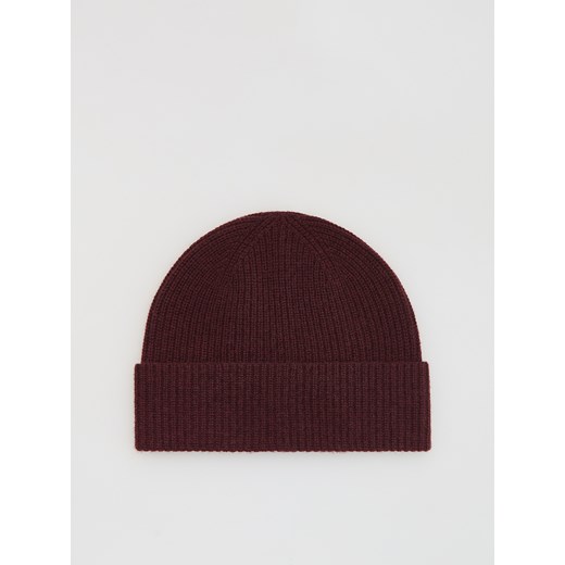 Reserved - Wełniana czapka z kaszmirem - burgundowy ze sklepu Reserved w kategorii Czapki zimowe damskie - zdjęcie 186434505