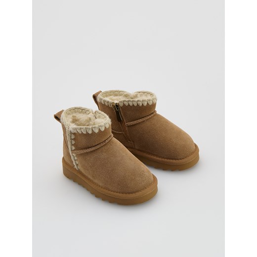 Reserved - Skórzane botki - brązowy - id: 595GG-82X - marki Reserved - 186435358 Reserved - Skórzane botki - brązowy ze sklepu Reserved w kategorii Buty zimowe dziecięce - zdjęcie 186435358