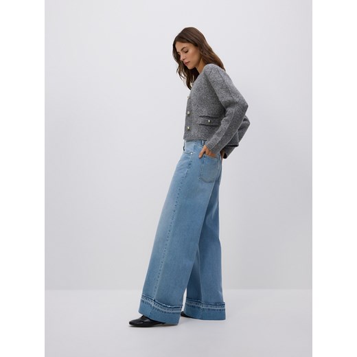 Reserved - Jeansy wide leg z podwiniętą nogawką - niebieski ze sklepu Reserved w kategorii Jeansy damskie - zdjęcie 186435525