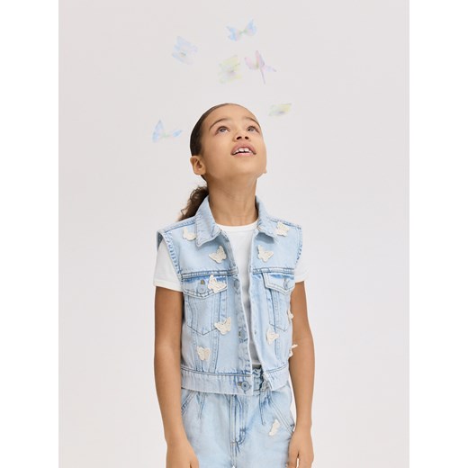 Reserved - Jeansowa kamizelka z aplikacją - niebieski ze sklepu Reserved w kategorii Kamizelki damskie - zdjęcie 186435999