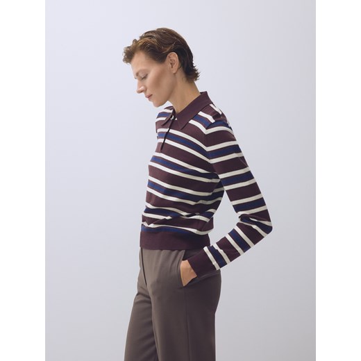 Reserved - Wełniany sweter polo - wielobarwny ze sklepu Reserved w kategorii Swetry damskie - zdjęcie 186436057