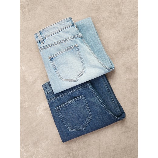 Reserved - Jeansy wide leg z dodatkiem lnu - granatowy ze sklepu Reserved w kategorii Jeansy damskie - zdjęcie 186436079