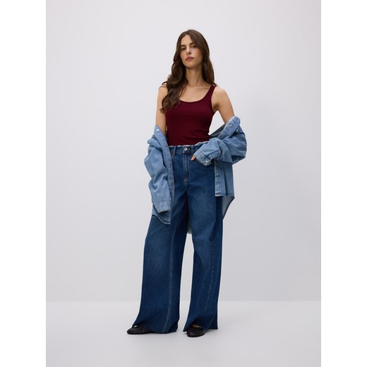 Reserved - Jeansy wide leg z rozdarciami - niebieski ze sklepu Reserved w kategorii Jeansy damskie - zdjęcie 186436109