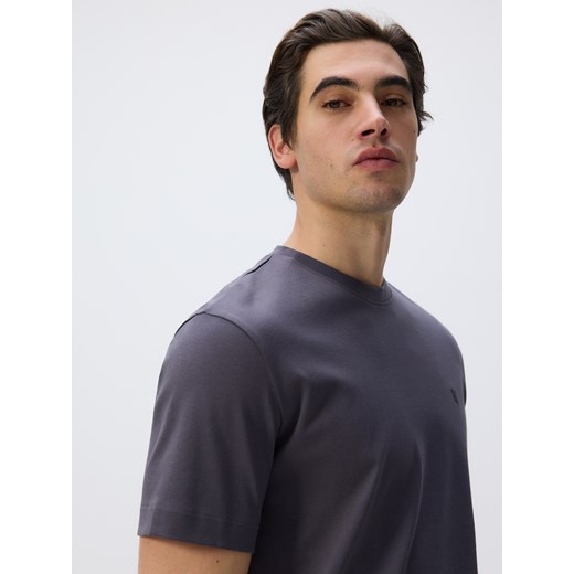 Reserved - T-shirt regular z merceryzowanej bawełny - ciemnoszary Reserved L wyprzedaż Reserved