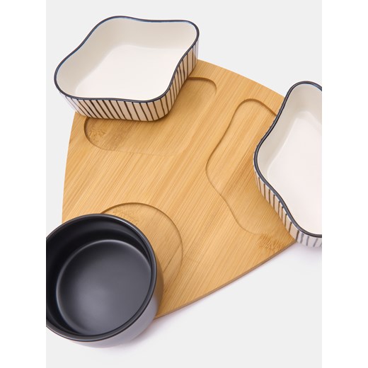 Sinsay - Taca do serwowania z trzema miseczkami - wielobarwny Sinsay One Size Sinsay