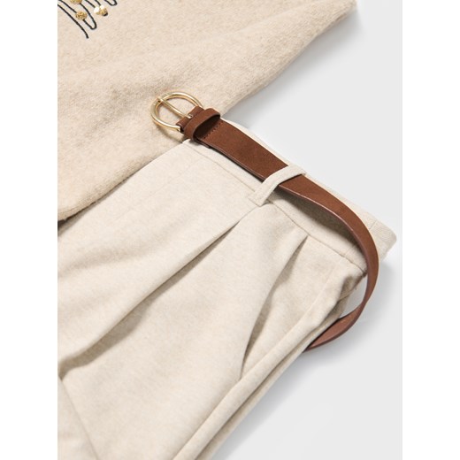 Sinsay - Pasek ze złotą klamrą - brązowy Sinsay M Sinsay